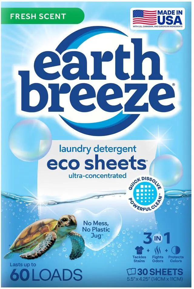 Main image of Laundry Detergent Sheets Fresh Scent - 60 Loads Eco Liquidless Soap - Travel-Friendly for Hot & Cold Cycles, Tackles Tough Stains & Odors - Gentle on Skin, 30 Ct