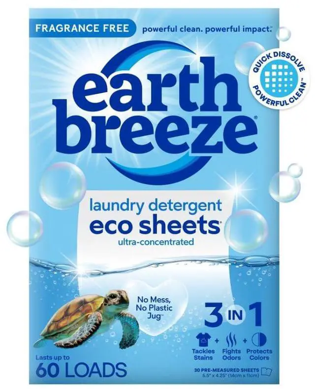 Main image of Laundry Detergent Sheets Fragrance-Free - 60 Loads Eco Liquidless Soap - Travel-Friendly for Hot & Cold Cycles, Tackles Tough Stains & Odors - Gentle on Sensitive Skin, 30 Ct