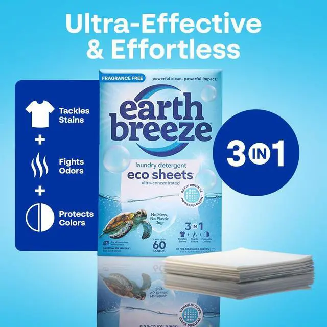 Alt view image 4 of 7 - Laundry Detergent Sheets Fragrance-Free - 60 Loads Eco Liquidless Soap - Travel-Friendly for Hot & Cold Cycles, Tackles Tough Stains & Odors - Gentle on Sensitive Skin, 30 Ct