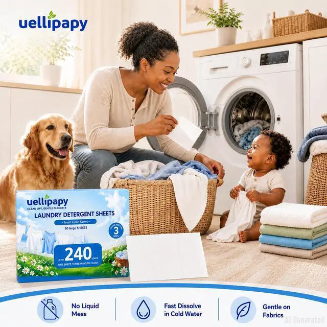 Alt view image 6 of 7 - Laundry Detergent Sheets, 240 Loads, 80 Large Sheets, Fresh Linen Scent, No Liquid Washer Detergent Strips, Gentle on Fabrics, Fast Dissolving Cold Water, Plant-Based for Travel Dorm Home