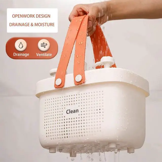 Alt view image 5 of 6 - Plastic Storage Basket with Handle Portable Shower Caddy Tote Organizer Basket Bin for Bathroom Kitchen Dorm Room Bedroom, Small Green