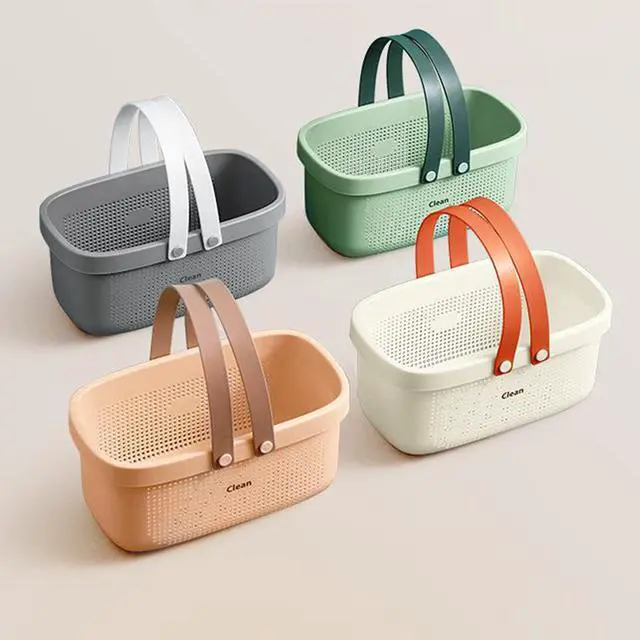 Alt view image 4 of 6 - Plastic Storage Basket with Handle Portable Shower Caddy Tote Organizer Basket Bin for Bathroom Kitchen Dorm Room Bedroom, Green
