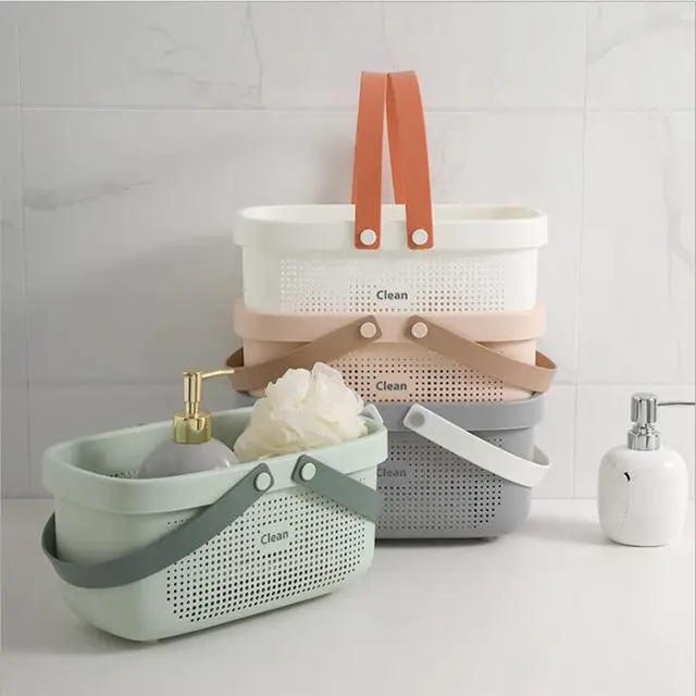 Alt view image 2 of 6 - Plastic Storage Basket with Handle Portable Shower Caddy Tote Organizer Basket Bin for Bathroom Kitchen Dorm Room Bedroom, Green