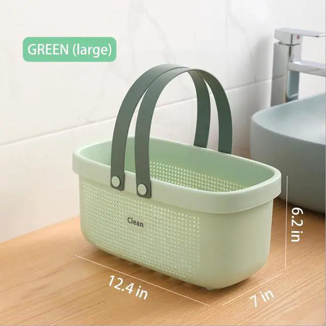 Alt view image 5 of 6 - Plastic Storage Basket with Handle Portable Shower Caddy Tote Organizer Basket Bin for Bathroom Kitchen Dorm Room Bedroom, Green
