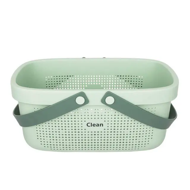 Alt view image 6 of 6 - Plastic Storage Basket with Handle Portable Shower Caddy Tote Organizer Basket Bin for Bathroom Kitchen Dorm Room Bedroom, Green