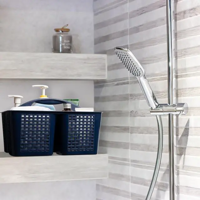 Alt view image 6 of 7 - Portable Shower Caddy, Caddy Organizer with Handle, Plastic Shower Basket Hold Soap, Shampoo, Hair Supplies and Beauty Products, Cleaning Supplies Organizer for Home, Dorm, Shelf and Cabinet