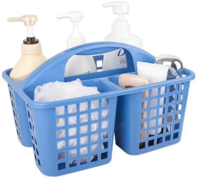 Main image of Portable Shower Caddy Basket with Compartments Cleaning Supplies Organizer with Handle Plastic Storage Divided Tool Bin for Bathroom, Bedroom, Kitchen, College Dorm, Garden, Under Sink, Blue