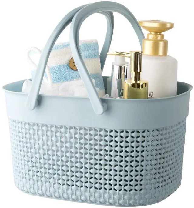 Main image of Portable Shower Caddy Basket, Plastic Organizer Storage Tote with Handles Toiletry Bag Bin Box for Bathroom, College Dorm Room Essentials, Kitchen, Camp, Gym, Blue