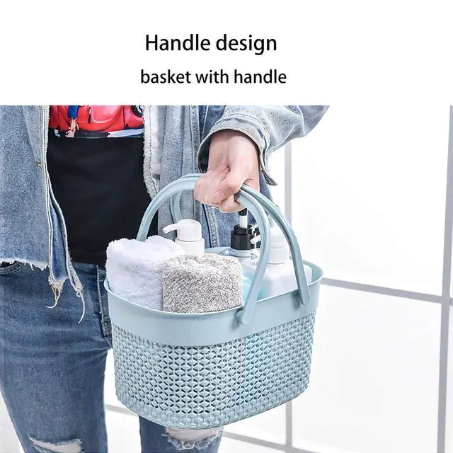 Alt view image 4 of 7 - Portable Shower Caddy Basket, Plastic Organizer Storage Tote with Handles Toiletry Bag Bin Box for Bathroom, College Dorm Room Essentials, Kitchen, Camp, Gym, Blue
