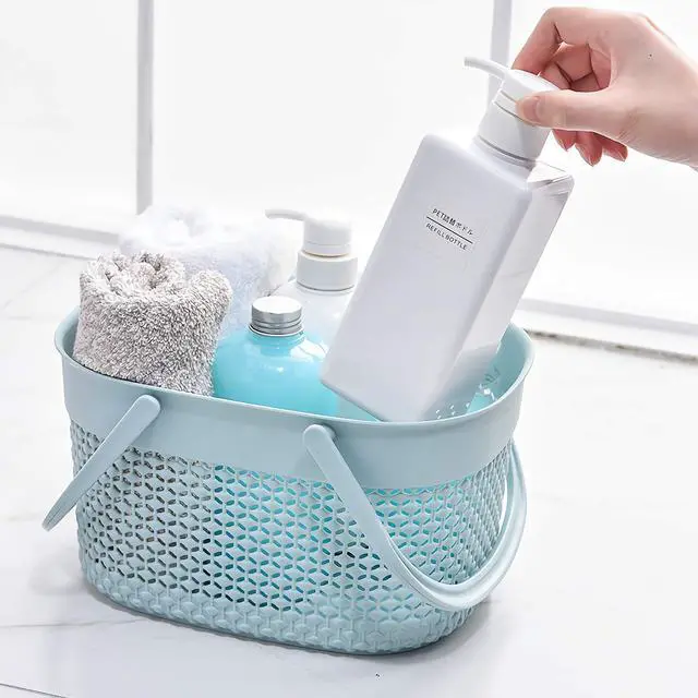 Alt view image 7 of 7 - Portable Shower Caddy Basket, Plastic Organizer Storage Tote with Handles Toiletry Bag Bin Box for Bathroom, College Dorm Room Essentials, Kitchen, Camp, Gym, Blue