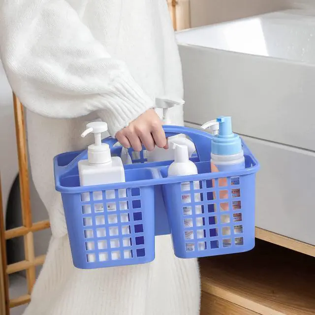 Alt view image 5 of 7 - Portable Shower Caddy Basket with Compartments Cleaning Supplies Organizer with Handle Plastic Storage Divided Tool Bin for Bathroom, Bedroom, Kitchen, College Dorm, Garden, Under Sink, Blue