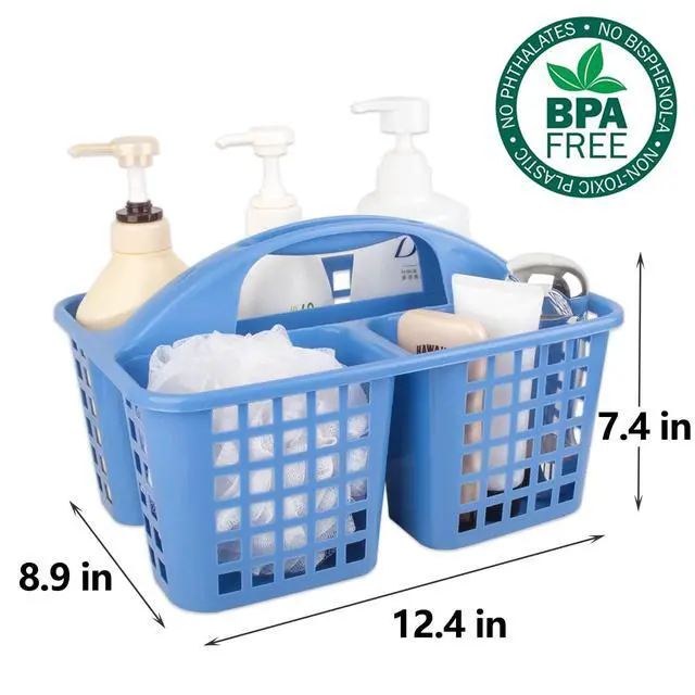 Alt view image 6 of 7 - Portable Shower Caddy Basket with Compartments Cleaning Supplies Organizer with Handle Plastic Storage Divided Tool Bin for Bathroom, Bedroom, Kitchen, College Dorm, Garden, Under Sink, Blue
