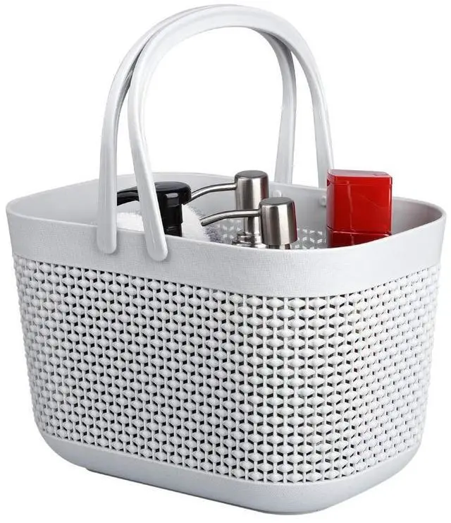 Main image of Plastic Organizer Storage Baskets with Handles, Shower Caddy Bins Organizer for Bathroom and kitchenGrey