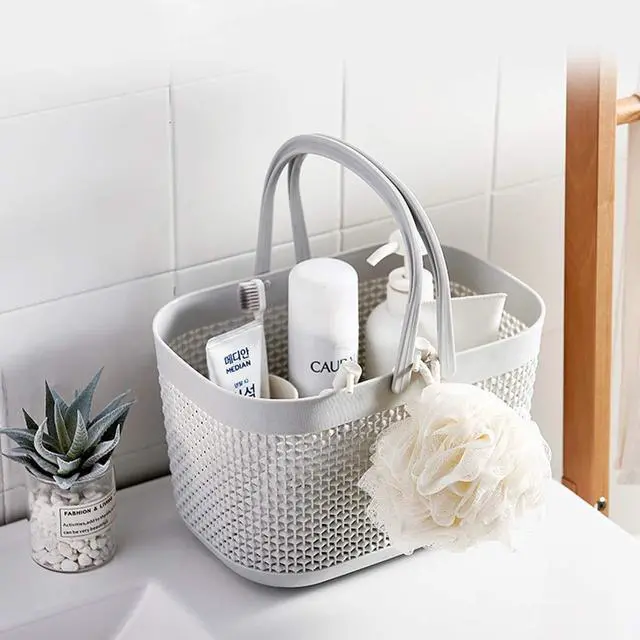 Alt view image 3 of 7 - Plastic Organizer Storage Baskets with Handles, Shower Caddy Bins Organizer for Bathroom and kitchenGrey