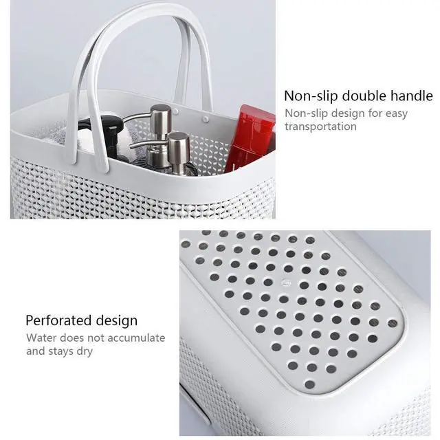 Alt view image 2 of 7 - Plastic Organizer Storage Baskets with Handles, Shower Caddy Bins Organizer for Bathroom and kitchenGrey