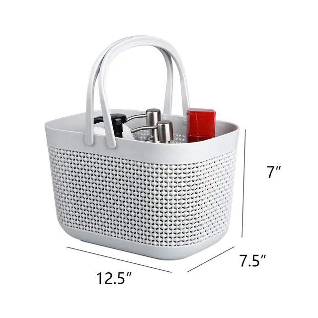 Alt view image 4 of 7 - Plastic Organizer Storage Baskets with Handles, Shower Caddy Bins Organizer for Bathroom and kitchenGrey