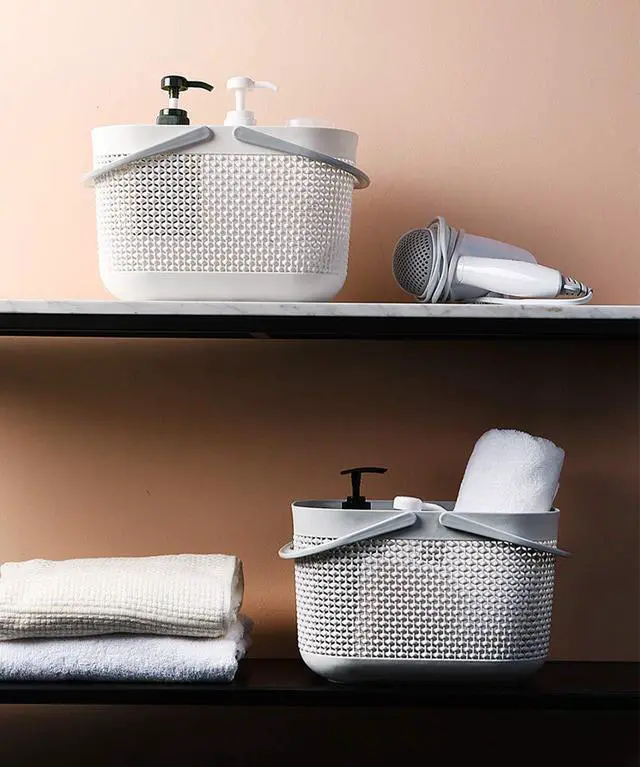Alt view image 5 of 7 - Plastic Organizer Storage Baskets with Handles, Shower Caddy Bins Organizer for Bathroom and kitchenGrey
