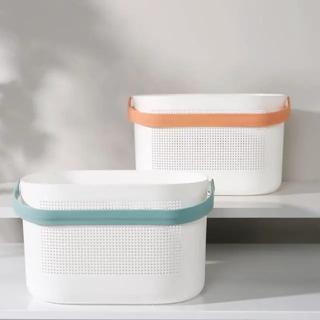 Alt view image 5 of 7 - Plastic Storage Baskets with Handles, Shower Caddy Shelf Organizers Basket for Bathroom, Kitchen, Dorm Room, Green