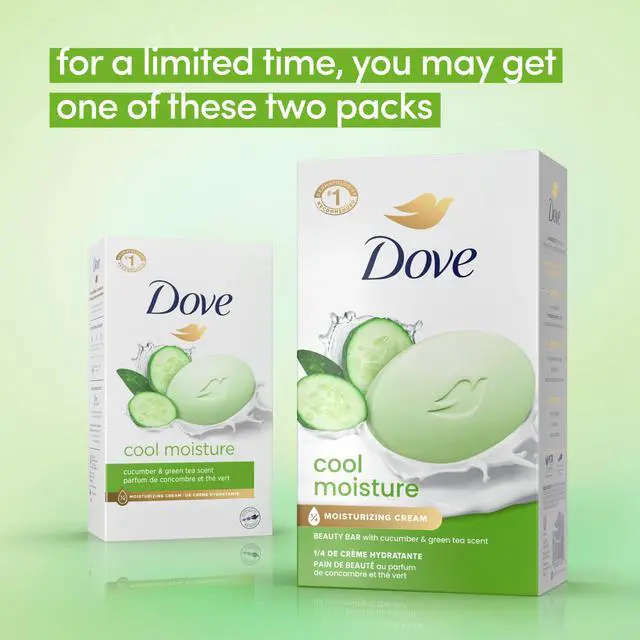 Alt view image 2 of 7 - Beauty Bar Soap Cool Moisture Cucumber & Green Tea Scent, 6 Bars for Refreshed Skin, Leaves Skin Refreshed 3.75 oz