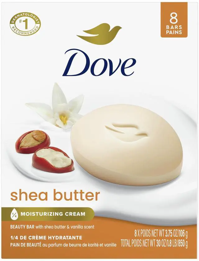 Main image of Shea Butter Beauty Bar Soap 8 Count, Nourishing Cleanser, 3.75 oz I Moisturizing beauty bar with ¼ moisturizing cream and shea butter for soft, radiant skin
