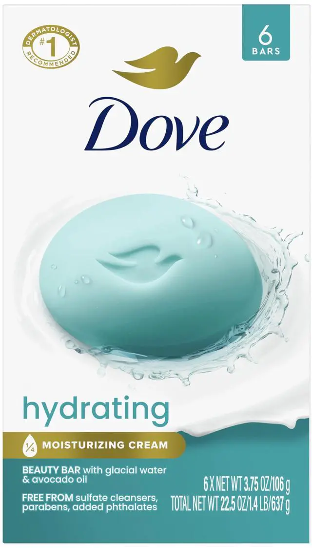 Main image of Hydrating Beauty Bar Soap 6 Count, Glacial Water & Avocado Oil, 3.75 oz I Hydrating beauty bar with glacial water and avocado oil for refreshed, soft and healthy-looking skin