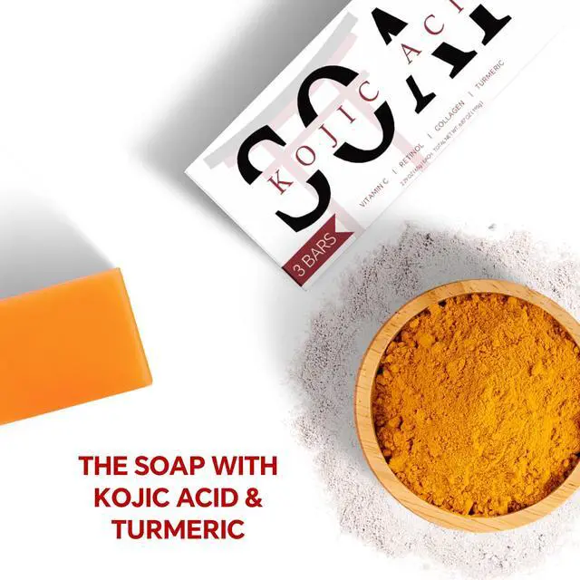 Alt view image 4 of 7 - Kojic Acid Soap, Turmeric Soap Bar for Dark Spots, Fresh Citrus Scent, Gentle for Face and Body Wash with Vitamin C, Shea Butter, Retinol, Gifts for Women (3 PACK)