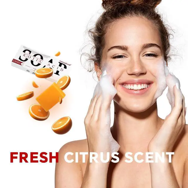 Alt view image 6 of 7 - Kojic Acid Soap, Turmeric Soap Bar for Dark Spots, Fresh Citrus Scent, Gentle for Face and Body Wash with Vitamin C, Shea Butter, Retinol, Gifts for Women (3 PACK)