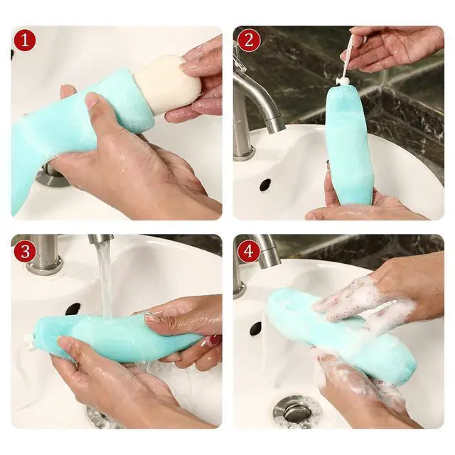 Alt view image 4 of 7 - Mesh Soap Bar Loofah Exfoliating Mesh Soap Saver Bag Pouch Bubble Foam Net for Body Facial Shower Cleaning Tool(10 Pieces)