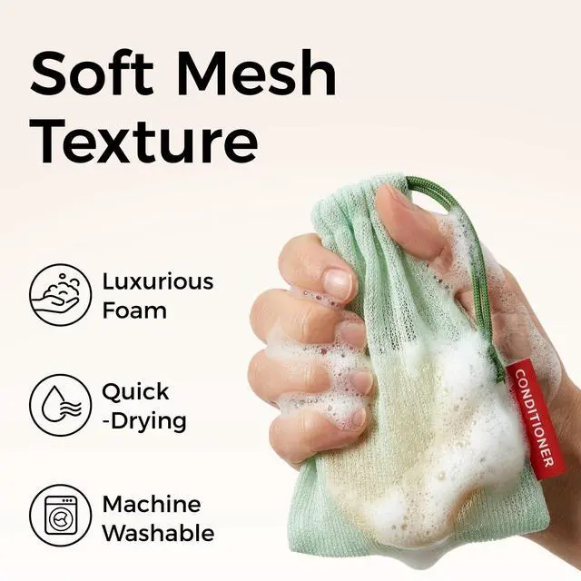 Alt view image 3 of 7 - Bar Soap Saver Bag for Washing Body, Mesh Soap Bags for Body, Shampoo and Conditioner Bars, Soap Pouch for Use in Shower (3 Pieces, Mint)