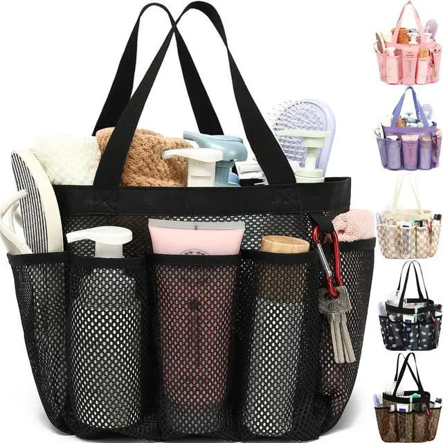 Main image of Mesh Shower Caddy Portable for College Dorm Room Essentials, Odorless Polyester Large Shower Tote Bag with Dual Handles, 8-Pocket Quick-Dry Toiletry Organizer for Travel, Beach, Camping, Gym
