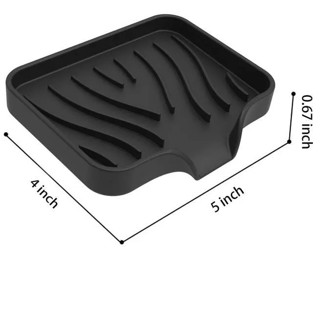 Alt view image 2 of 5 - 2 Pack Silicone Soap Dish with Drain, Bar Soap Holder for Shower,Bathroom and Kitchen Sink Organizer,Self Draining Waterfall Soap Tray (Black)