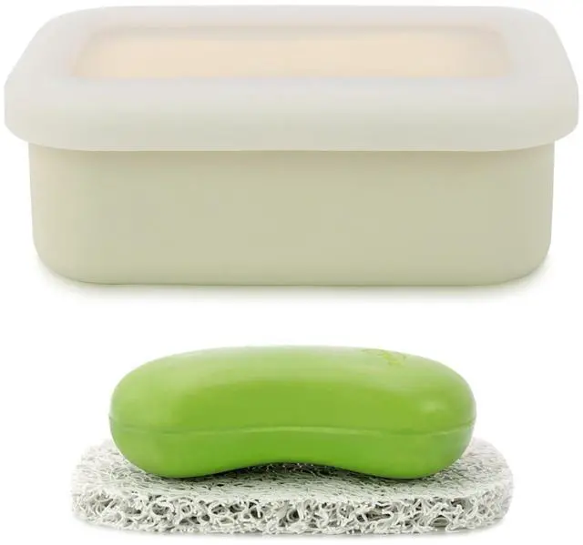 Main image of Travel Soap Case, Leak Proof Soap Container, Silicone Soap Box with Drainage Layer, Shatterproof Soap Holder for Travel, Camping, Gym(Off-White, Regular)