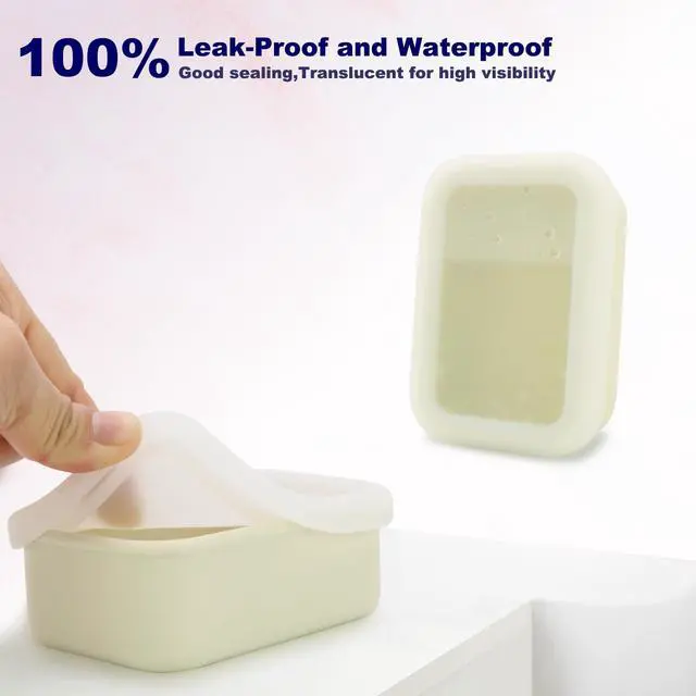 Alt view image 2 of 6 - Travel Soap Case, Leak Proof Soap Container, Silicone Soap Box with Drainage Layer, Shatterproof Soap Holder for Travel, Camping, Gym(Off-White, Regular)