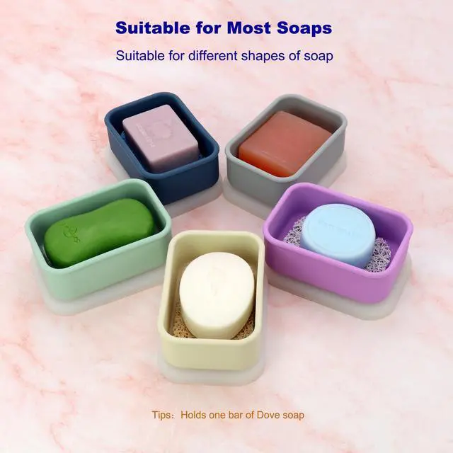 Alt view image 4 of 6 - Travel Soap Case, Leak Proof Soap Container, Silicone Soap Box with Drainage Layer, Shatterproof Soap Holder for Travel, Camping, Gym(Off-White, Regular)