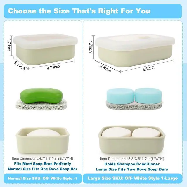 Alt view image 5 of 6 - Travel Soap Case, Leak Proof Soap Container, Silicone Soap Box with Drainage Layer, Shatterproof Soap Holder for Travel, Camping, Gym(Off-White, Regular)