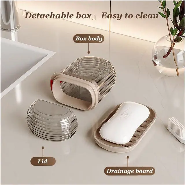 Alt view image 3 of 6 - Travel Soap Case, Leakproof Soap Holder with Lid, Portable Bar Soap Holder for Traveling, Ideal for Bar Soap Storage During Travel, Camping, Gym