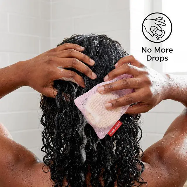 Alt view image 5 of 7 - Foaming Bar Holder for Shower, Mesh Hanging Pouches with Loop, Designed for Body, Shampoo & Conditioner Bars, Color-Labeled Set (3 Pack, Pink)