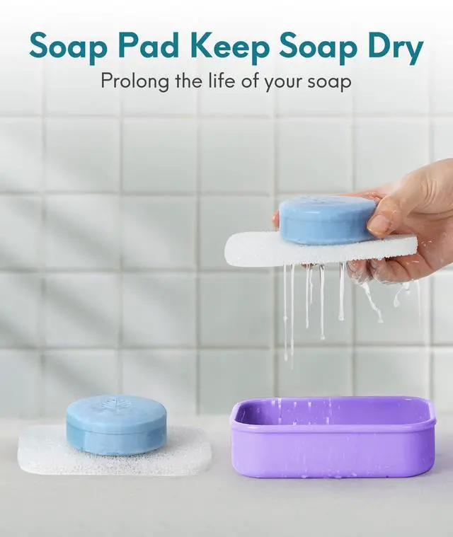 Alt view image 5 of 7 - Solid Shampoo Bar Holder, Large Leakproof Travel Soap Case, Silicone Soap Box with Draining Layer, Enhanced Soap Container, Suitable for Camping, Gym, Bathroom, Outdoor Essentials, Purple