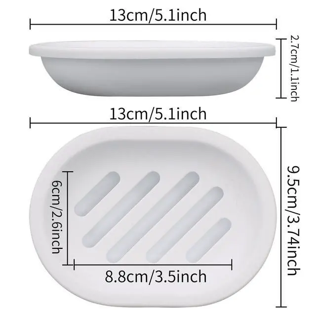 Alt view image 3 of 7 - Soap Dish for Shower, 2pcs Soap Dishes Soap Savers for Bar Soap, Soap Bar Holder Shower with Drip Tray, Plastic Soap Holders with Drain for Kitchen Sink, Easy to Clean, Dry,White