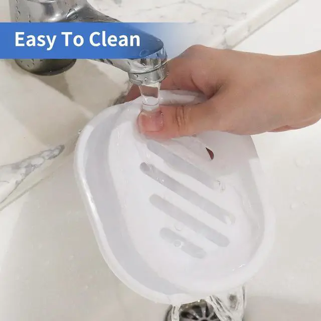 Alt view image 5 of 7 - Soap Dish for Shower, 2pcs Soap Dishes Soap Savers for Bar Soap, Soap Bar Holder Shower with Drip Tray, Plastic Soap Holders with Drain for Kitchen Sink, Easy to Clean, Dry,White
