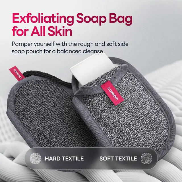Alt view image 3 of 7 - Soap Saver Bag, Rough and Soft Exfoliation Soap Pouch for Bar Soap, Soap Mesh Pocket Bar Holder for Washing Body, Soap Sack Sponge Bag for Shower Bath (2 Pack)