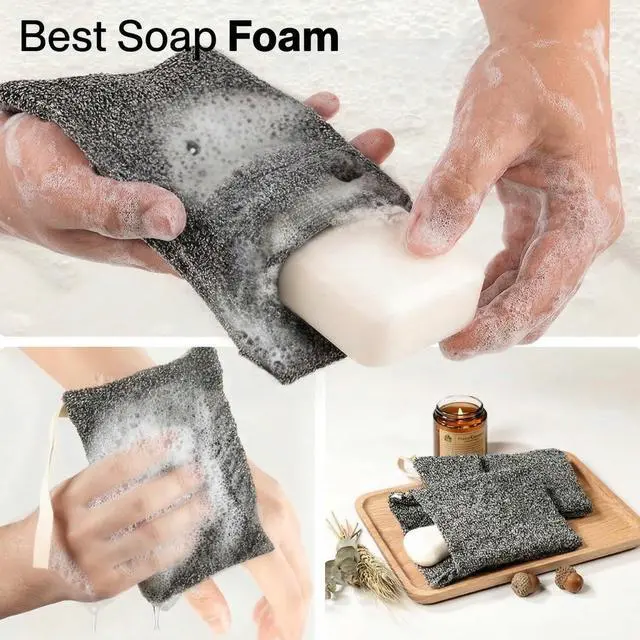 Alt view image 3 of 7 - Soap Bag 2 Pack, Bar Soap Pouch, Soap Saver Bag, Exfoliating Mesh Soap Bag for Shower, Soap Bags for Soap Bars, Soap Bar Loofah Pouch, Soap Travel Case Dishes Box Container for Men Women