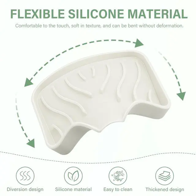Alt view image 5 of 7 - Silicone Soap Dish with Drain, Kitchen Soap Tray for Shower 2 Pack Self Draining Soap Dish Soft Bathroom Soap Holder for Kitchen Sink Flexible Portable Soap Saver, Beige