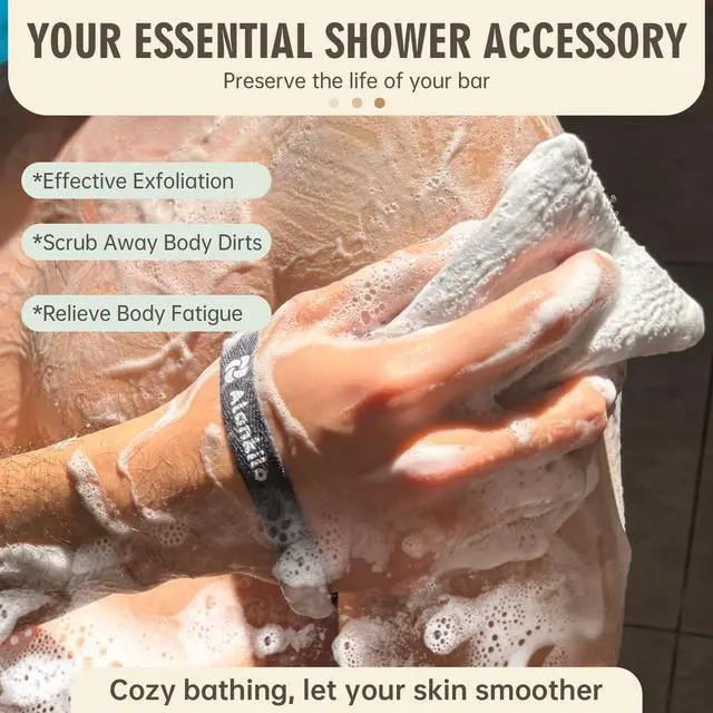 Alt view image 3 of 6 - 2 Pieces Soap Bags for Soap Bars, Exfoliating Soap Saver Bags, Foaming Bar Soap Pouches for Use in Baths or Showers (Gray)