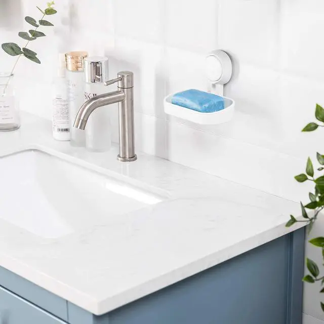 Alt view image 2 of 7 - Soap Dish Holder for Shower Suction Cup Wall Mounted Self Draining NO-Drilling Removable Bar Soap Sponge Holder for Bathroom Bathtub Kitchen Sink Waterproof Strong Vacuum Suction Adhesion