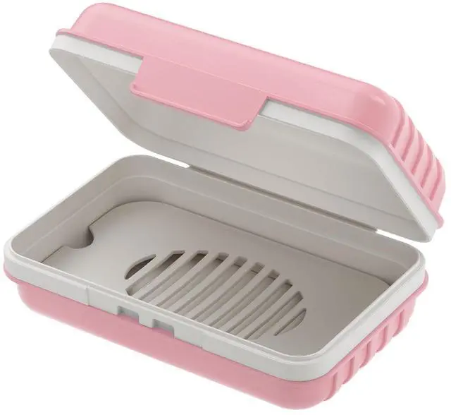 Main image of Leakproof Bar Soap Holder Dish with Lid for Shower, Portable 1 Pack Travel Soap Case Box for Gym, Camping, Hiking, Outdoor Use, Travel Size Toiletries Essentials, Keeps Soap Dry, Pink