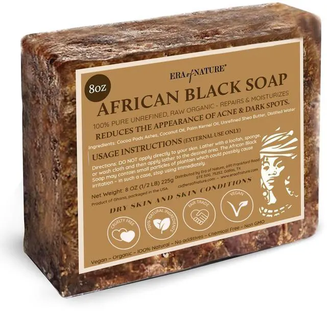 Main image of Best Raw ORGANIC AFRICAN BLACK SOAP, for Dry Skin and Skin Conditions. Pure & Natural Ingredients, Imported From Ghana - 8oz