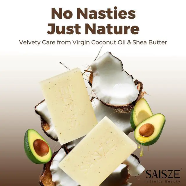 Alt view image 3 of 7 - Handmade Coconut and Shea Butter Soap - 8 oz, Cold Process, Organic Soap Enriched with Coconut oil, Shea, Body Bars for Women and Men