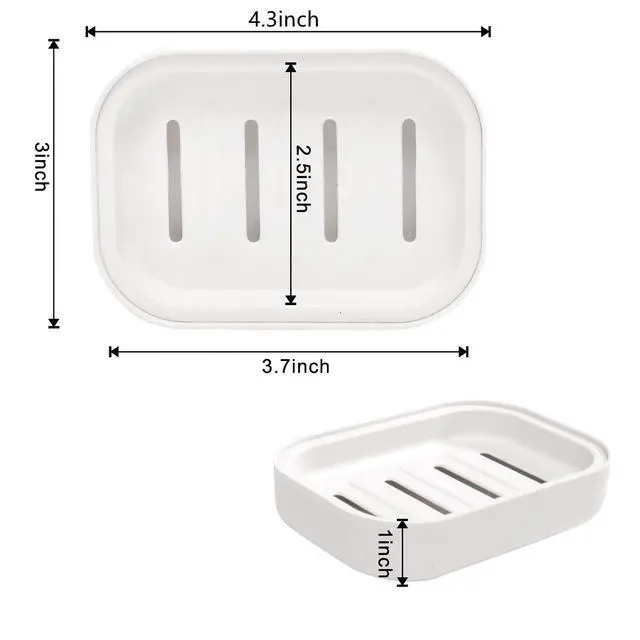 Alt view image 2 of 6 - 4 Pack Plastic Soap Dish, Soap Container, Double Layer Draining Soap Holder for Shower, Bathroom or Kitchen, C-0060