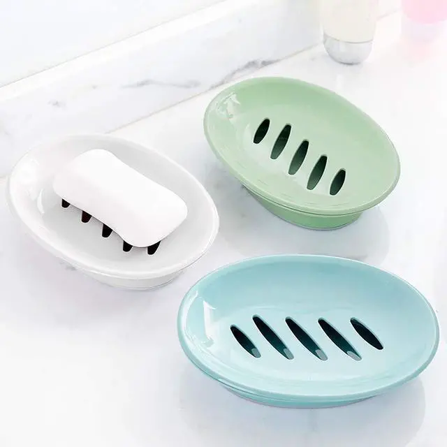 Alt view image 2 of 6 - 2-Pack Soap Dish with Drain Plastic Sponge Holder Easy Cleaning Soap Saver Tray Caddy Keep Dry Stop Mushy for Shower Bathroom Kitchen(White)